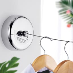 Dailygoods- Waslijn Intrekbaar 2,8 M - Roestvrij Stalen Wasdroger - Verstelbaar Touw - Corrosiebestendig - Geschikt voor Binnen/Buiten - Ruimtebesparend Ontwerp - Kledingdroger — thumbnail 4
