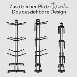 Inklapbaar droogrek - Wastoren met wielen - Efficiënt was drogen - Ruimtebesparend ontwerp - 24 m drooglijn - Zwart — thumbnail 2