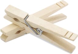 Houten Wasknijpers - Kledinghangers - Was ophangen - Niet-roestende veren - 100 stuks - Natuurlijk — thumbnail 1