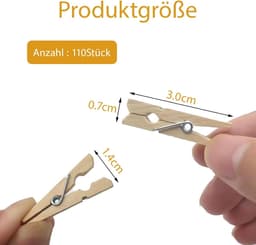 Houten Klemmen - Mini Clips - Decoratie Foto's - Natuurlijk Hout - 110 Stuks - Houtkleur — thumbnail 4