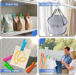 Wasknijpers met Mandje - Kledingknijpers Opbergzak - Kleding Drogen - Windbestendig Antislip - 48 stuks - Multicolor — thumbnail 5