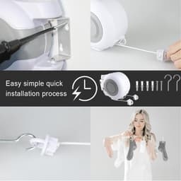 Waslijn Uittrekbaar - Drooglijn Dubbel - Kleding Drogen - Automatische Intrek - Totaal 30 Meter - Wit — thumbnail 5
