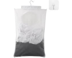 Dailygoods - Duurzame waszak - Op te hangen wasmand - Doorzichtige mesh-polyester - Wit - Zelfklevende haken - Perfect voor organisatie - Ideaal voor...