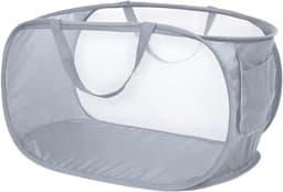 Vouwbare wasmand met handvat, ademend gaas, duurzaam polyester, ideaal voor badkamer, kamperen en reizen, multifunctioneel en praktisch. — thumbnail 1
