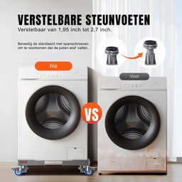 Damenzo - Wasmachine verhoger - Koelkast verhoger - Draagvermogen tot 400 kg - Verstelbaar 40,64 tot 68,58cm - Grijs - RVS — thumbnail 5