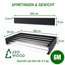 Zeo Wood® - Wanddroogrek Inklapbaar 100 cm - 6 m Drooglengte Grijs — thumbnail 3
