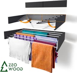 Wanddroogrek Inklapbaar 120 cm - 8.4 m Drooglengte Grijs — thumbnail 1