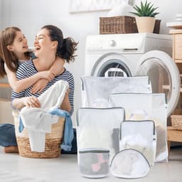 Set van 6 Wasnetten voor Wasmachine, Herbruikbare Waszakken met Rits en Handvatten voor Kleding, Ondergoed en Babykleding in 5 Maten — thumbnail 3