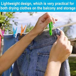 Wasknijpers met mand - Kledingklemmen - Was ophangen - Windbestendig materiaal - 50 stuks - Kleurrijk — thumbnail 4