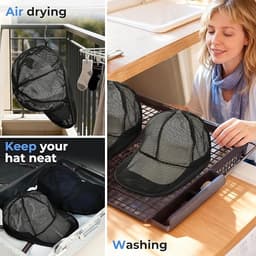 Cap Washer - zwart - Waszak voor Petten - met wasframes - Vormbehoud - houder - Pet Wassen - Universeel Maat - Dames en Heren - waszakken voor baseballcaps - 35x23x13cm — thumbnail 3