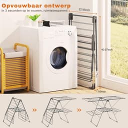 HEZIVO® Wasrek Staand - Droogrek Inklapbaar - Droogtoren - Uitklapbare Vleugel — thumbnail 3