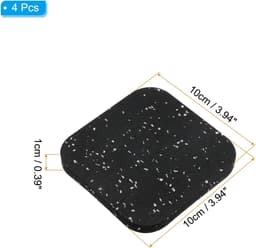 Schokabsorberende pads - 4 Stuks - Wasmachine trillingsdemper - Rubber - Geluidsisolerende mat voor wasmachine - Geluidsisolatiemat - Antislip - Beschermende loopbandmat - Voor wasmachines en fitnessapparatuur - 10x10x1cm - Zwart/Wit — thumbnail 5