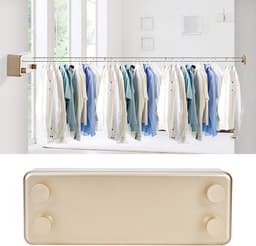 Intrekbare Waslijn - Uitschuifbare Lijn - Kleding Drogen - Roestvrij Staal - 4 Meter - Goud — thumbnail 3