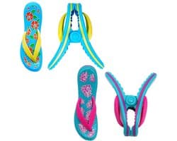 TRIXES Flip Flop Strandhanddoek Klemmen - 4-Pack - Veilig voor Zonnebedden en Tuin