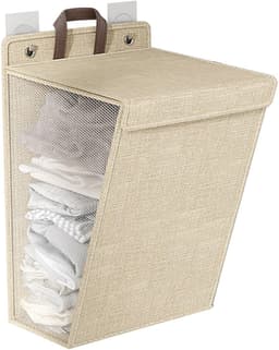 VT Goods - Vouwbare wandwasmand - Grote capaciteit van 90L - Multifunctionele opbergoplossing voor schoenen en handdoeken - Beige - Ruimtebesparend ... — thumbnail 1