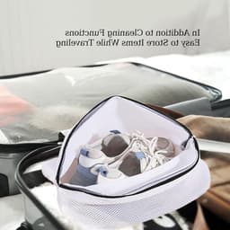Wasnet voor schoenen, 2-delige mesh tas met rits, 40 x 25 x 25 cm, ideaal voor sneakers en sokken, wasmachine bestendig, beschermt tijdens het wassen — thumbnail 5