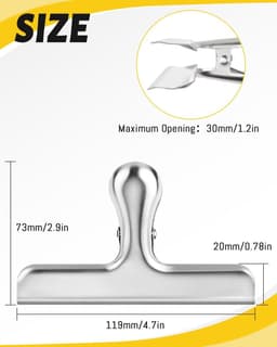 5 Stuks Bulldog Clips 76mm - Metalen Papierklemmen Voor Organisatie in Huis, Keuken, School en Kantoor — thumbnail 2