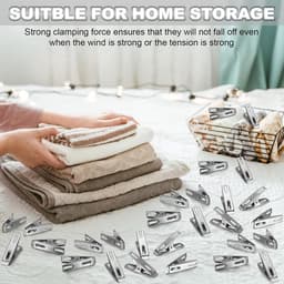 40 Stuks Kledingknijpers van RVS, Winddichte Klemmen voor Wasgoed, Snackzakken en Foto's in Huis, Keuken en Kantoor (4.5cm) — thumbnail 5