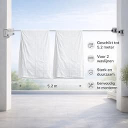 Beyahl - Waslijn uittrekbare dubbele waslijn – 10,4 meter totaal – duurzaam zwart wanddroogrek met roldrooglijn – ideaal voor binnen en buiten — thumbnail 2