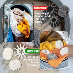 Wasballen - 6 stuks - Siliconen - Wasdrogerballen - Drogerballen - Wasdroger Droogballen – Wasdroger - Dryer Balls - Herbruikbare - Voor Tidy Kleding Anti Winding - 6*3.5cm - Wit+Zwart — thumbnail 5