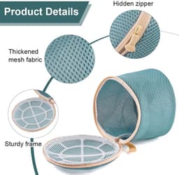 2 Stuks Waszakken voor Wasmachine, 15 x 15 cm Beha-Waszak, Beha-Net voor Wasmachine, Waszak voor Beha's met Verborgen Ritssluiting, Herbruikbare, voor Ondergoed, Sokken, Reiswasserij, Organisatie — thumbnail 3
