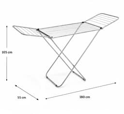 Droogrek Staand - Wasrek met 16m Drooglengte - Droogrek Inklapbaar - Hangdroogrek met Poedercoating - Lichtgewichte Wasdroogrek - Clothes Rack - Droogrekken - Stevig Wasdroogrek - Clothes Drying Rack - Droogtoren - Wasdroogtoren - Zilver - CleanRite — thumbnail 3