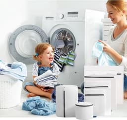 Set van 6 Herbruikbare Wasnetten met Rits voor de Wasmachine, Duurzame Mesh Waszakken voor Kleding, Ondergoed en Sokken (60x60/60x50/50x40/40x30/30x20/15) — thumbnail 3