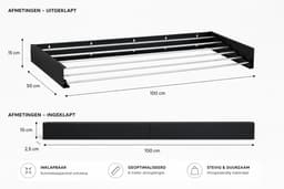 Home&Garden Wanddroogrek Inklapbaar 100 cm Zwart - 6 Meter Drooglengte - Wasrek Hangend - Wandmontage voor Binnen en Buiten — thumbnail 2