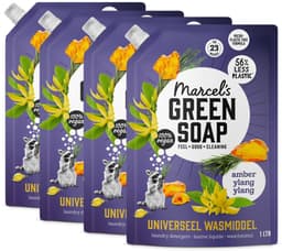Marcel's Green Soap Universeel Wasmiddel Navulling - Amber & Ylang Ylang - 4 x 1L - 92 wasbeurten — thumbnail 1