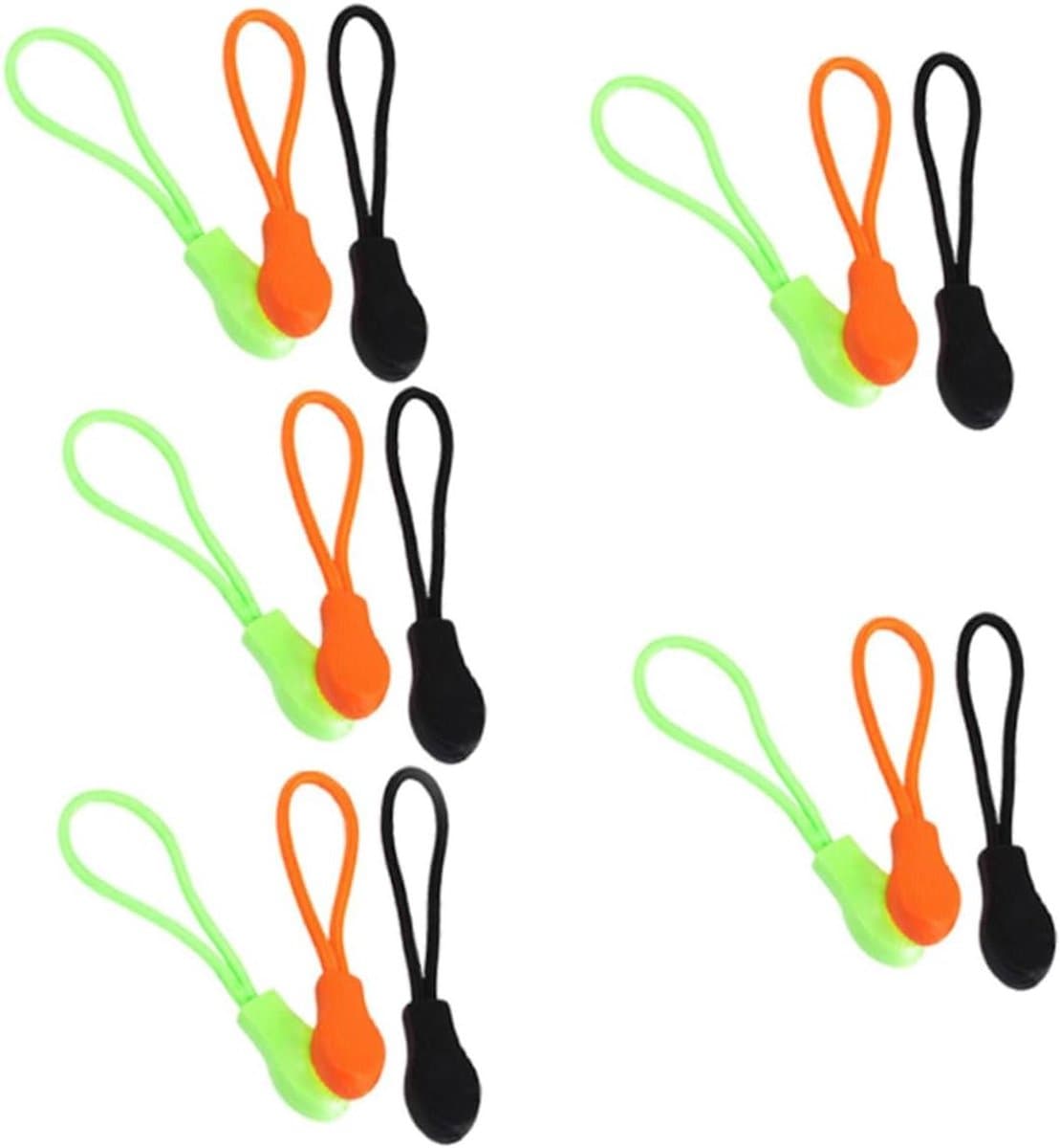 LALAFINA 15 Pieces Zipper Puller Black Green Pullers for Clothes Backpacks Travel Suitcases Easy To Install To Remove Accessories — afbeelding 1