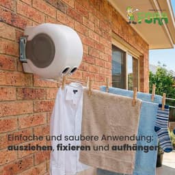 Uitschuifbare Drooglijn - Dubbele Waslijn - Was Drogen - 180 Graden Draaibaar - 26 Meter Touw - Wit Grijs — thumbnail 2