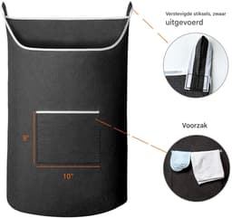 carmdering - Deur Hangende Wasmand - Extra Grote Wasopberger - 600D Oxford Stof Mand - Grote Opening Ontwerp - Onderste Rits Systeem - Waterdicht 600D Materiaal - Scheurvast En Duurzaam - Bespaart Ruimte En Houdt Kamer Netjes - 1 Stuk - Zwart — thumbnail 2