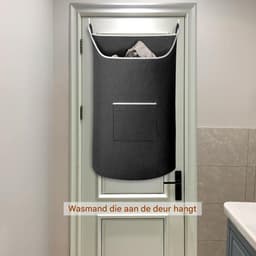 carmdering - Deur Hangende Wasmand - Extra Grote Wasopberger - 600D Oxford Stof Mand - Grote Opening Ontwerp - Onderste Rits Systeem - Waterdicht 600D Materiaal - Scheurvast En Duurzaam - Bespaart Ruimte En Houdt Kamer Netjes - 1 Stuk - Zwart — thumbnail 4