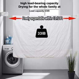 Intrekbare Waslijn - Draagbare Kledinglijn - Kleding Drogen - 34 Winddichte Ophangpunten - 13 Meter - Wit — thumbnail 2