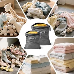 Vouwbare en Waterdichte Waszakken voor Vuile Kleding, 2 Stuks met Rits, Ideaal voor Sport en Vakantie - Donkergrijs — thumbnail 3
