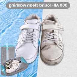 Waszak voor schoenen, herbruikbare waszak voor de wasmachine, ideaal voor sneakers en sportschoenen, 360° reiniging, grijs, set van 2 stuks — thumbnail 2