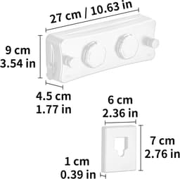 Dubbele uitschuifbare waslijn - waslijndraad - waslijn uittrekbaar - Waslijn - Waslijn zonder boren - Roestvrij staal/aluminium/ABS - Wit — thumbnail 5