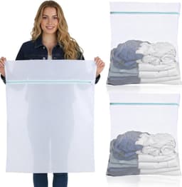 Grote Waszakken van 60 x 80 cm voor Wassen van Kleding, Bedlinnen en Handdoeken - 2 Stuks met Rits — thumbnail 1