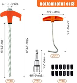 12 Stuks Schroefstijl Tentpinnen van 20 cm, Sterke Stalen Grondankers voor Kamperen, Buitenactiviteiten en Tuingebruik — thumbnail 2