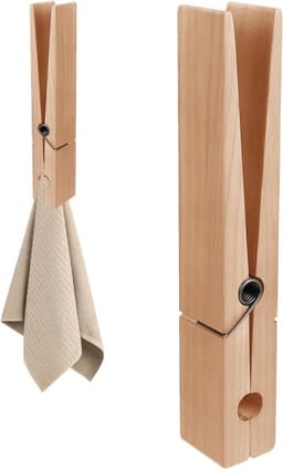 Reuze Wasknijpers - Grote Kledingclips - Handdoeken Ophangen - Schadevrije Montage - 30 cm Lengte - Houtkleur — thumbnail 1