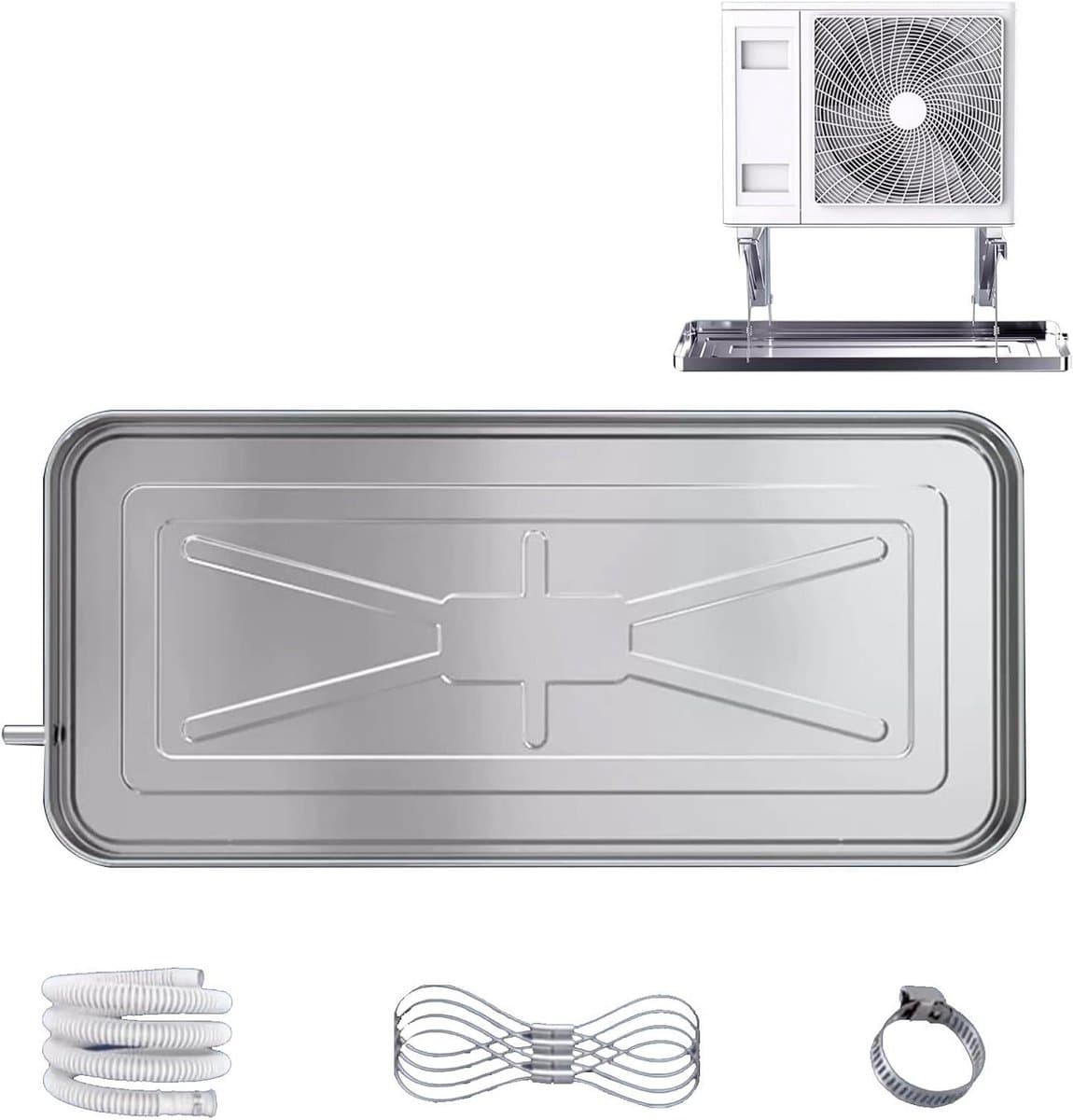 Lekbak Airco - Afvoerbak Condenswater - Vocht Opvangen - Roestvrij Staal - 85x39x3 cm - Zilver — afbeelding 1