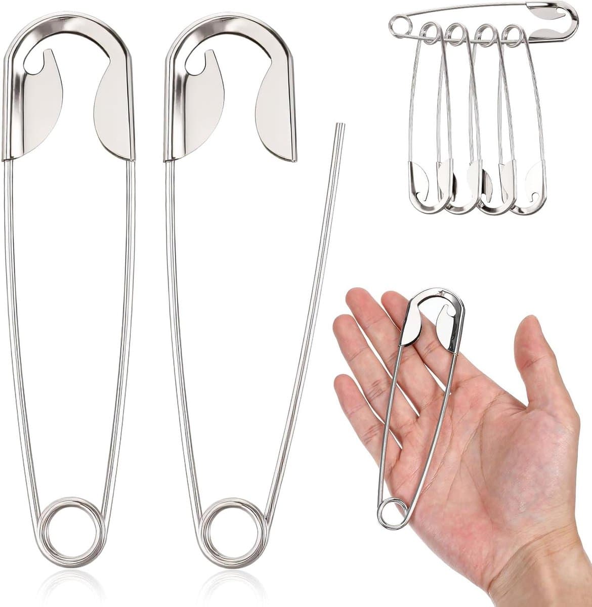 Grote Veiligheidsspelden - Jumbo Spelden Bevestigingspennen - Stoffen Bevestigen Knutselen - Extra Groot Ontwerp - 14 cm - Zilver — afbeelding 1