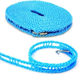 Waslijn 5 meter nylon antislip blauw met haken — thumbnail 1
