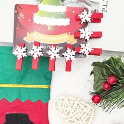 Mini Houten Knijpers - Decoratie Clips - Foto Ophangen - Met Jute Touw - 50 Stuks - Wit Hart Ster — thumbnail 2