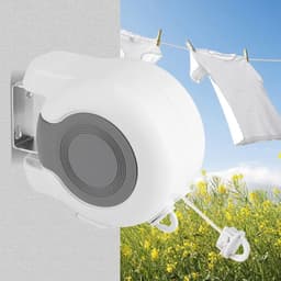 Allecto - Retractable Clothesline - Waslijn - Wall Mounted - PVC Draad - 2x12.8m - Geschikt voor Binnen en Buiten - Wit — thumbnail 5