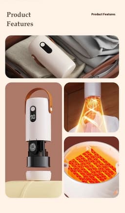 Mini draagbare opvouwbare elektrische droger met slimme timer voor snel drogen. Opbergkast voor thuis met droogzak en winteraccessoires. — thumbnail 5