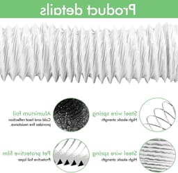 Flexibele PVC afvoerslang met aluminium folie en staaldraden, 150 mm diameter voor keuken en ventilatiesystemen — thumbnail 4
