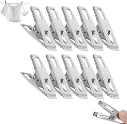 10 stuks - Wasknijpers van roestvrij staal - Platte wasknijpers - Platte vouwers - Heavy Duty Laundry Clips - metalen wasknijpers - kledingclips - Geschikt voor gebruik buitenshuis, thuis, in de keuken, op reis en op kantoor — thumbnail 1