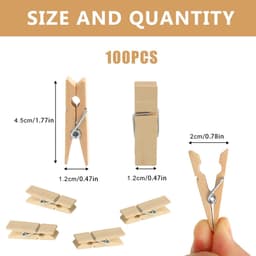 Houten Wasknijpers - Ambachtelijke Clips - Foto's Ophangen - Natuurlijk Hout - 100 stuks - Natuurlijk — thumbnail 2