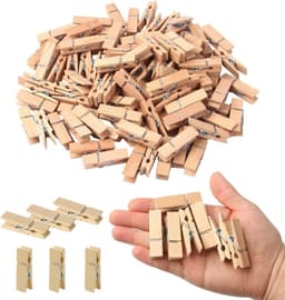Houten Wasknijpers - Ambachtelijke Clips - Foto's Ophangen - Natuurlijk Hout - 100 stuks - Natuurlijk — thumbnail 1